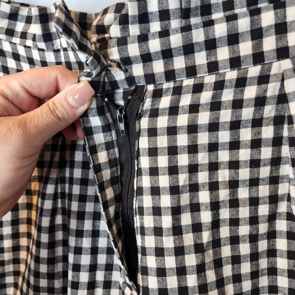 Zara checkered wide leg cropped pants - Picture 6 of 11
